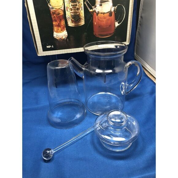 Clear Glass Martini Cocktail Pitcher with Stirrer 36oz Glass Factory  Vintage - Picture 4 of 6